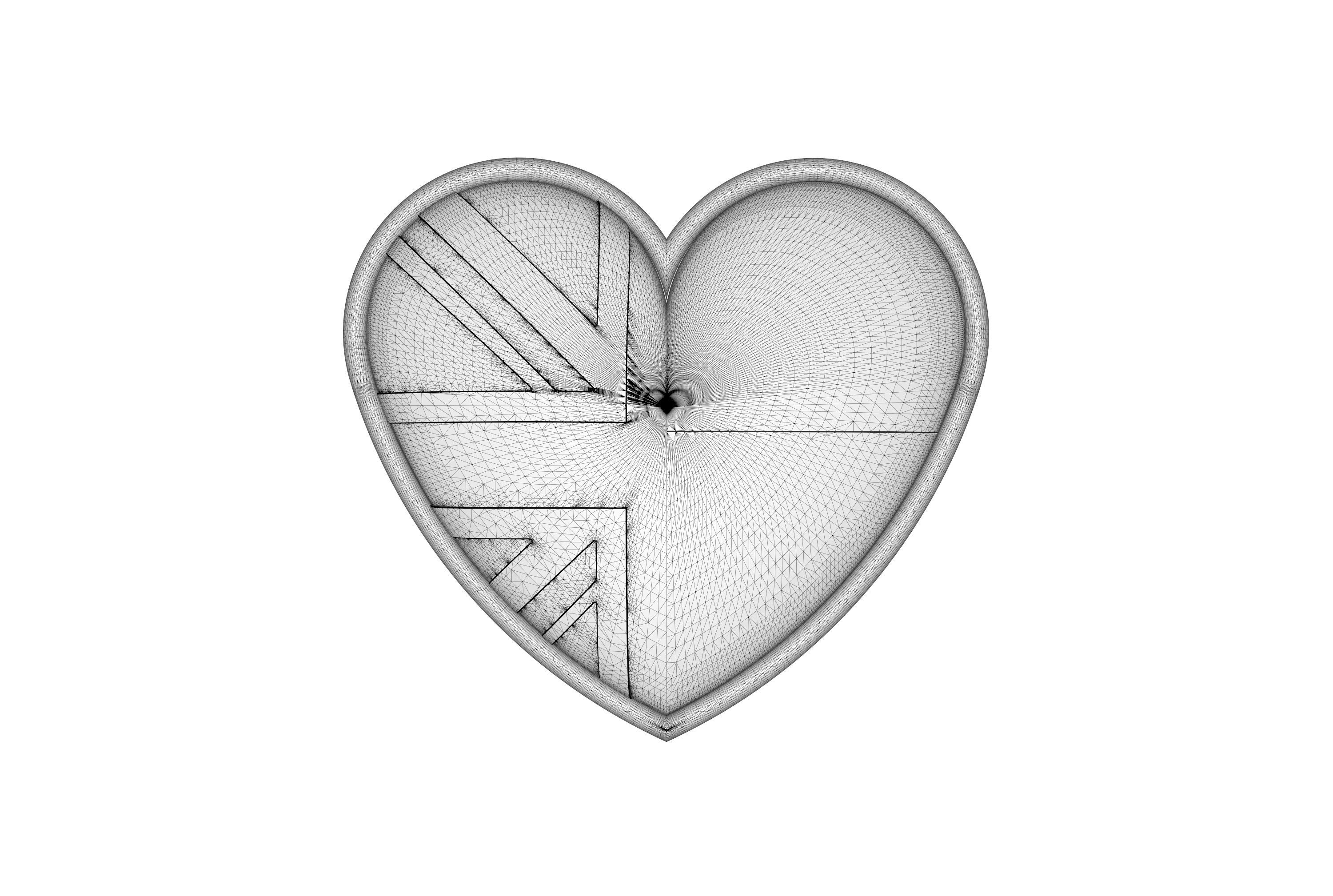 Ukraine UK heart badge 3D print model_4