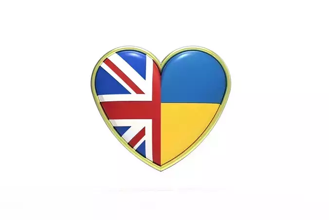 Ukraine UK heart badge 3D print model