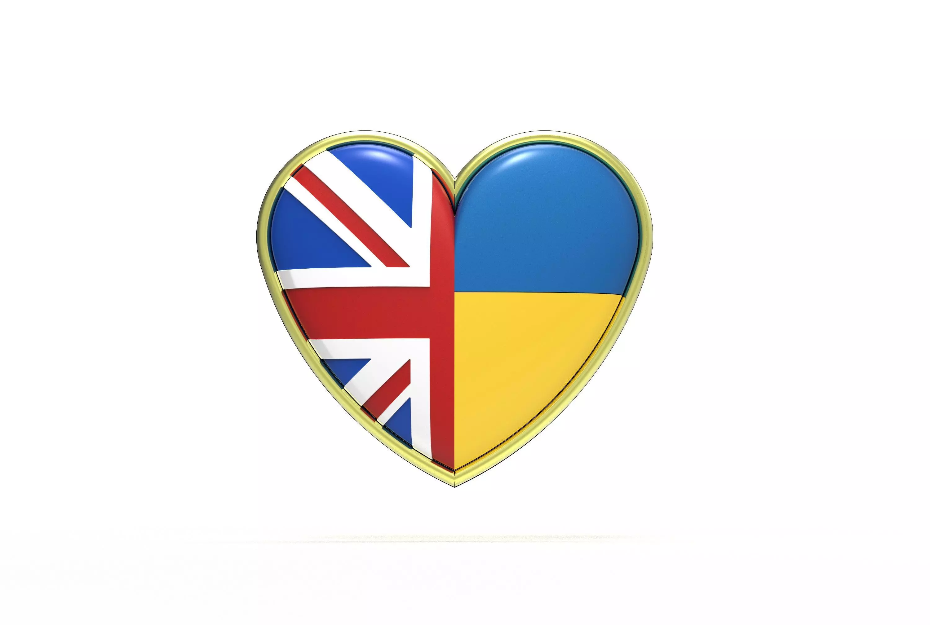 Ukraine UK heart badge 3D print model_0