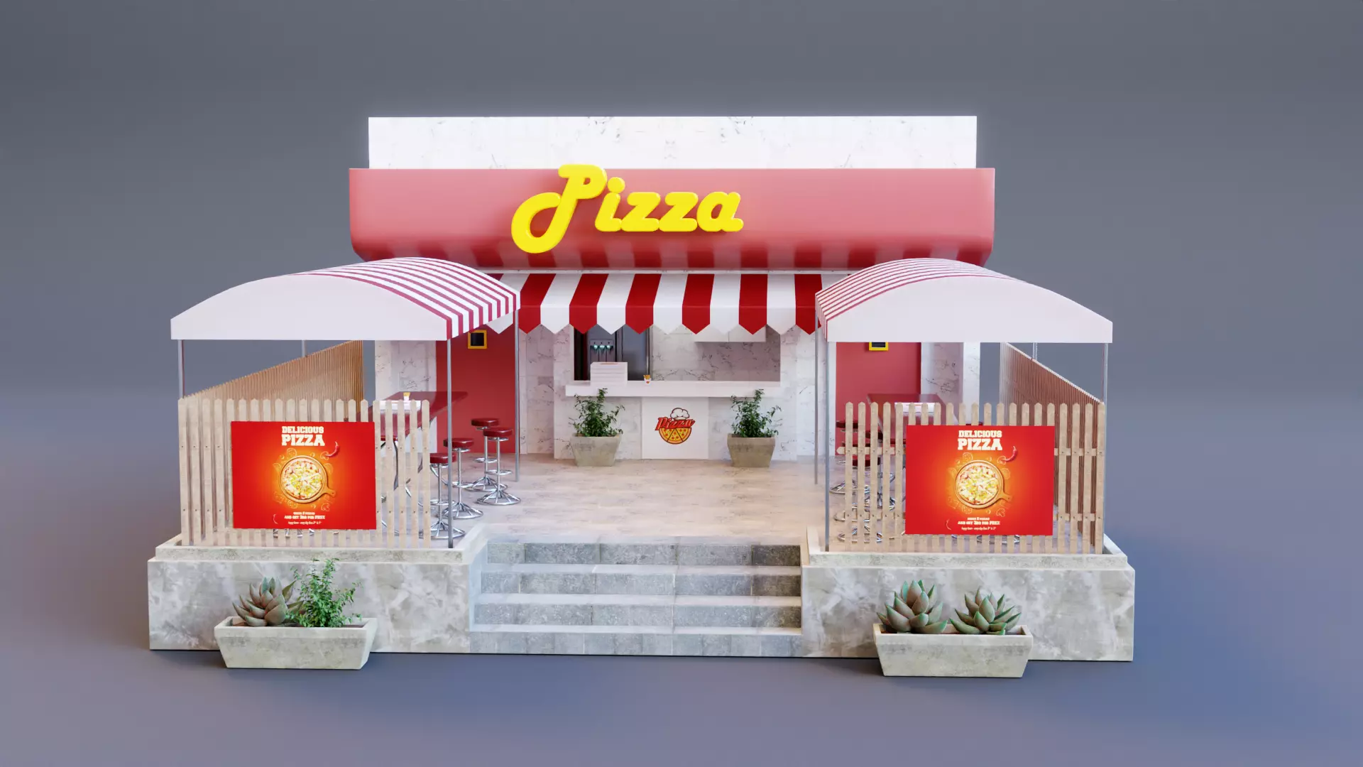 CARTOON PIZZA SHOP 3D model