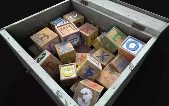 Old Wooden Kubkid Blocks And Box