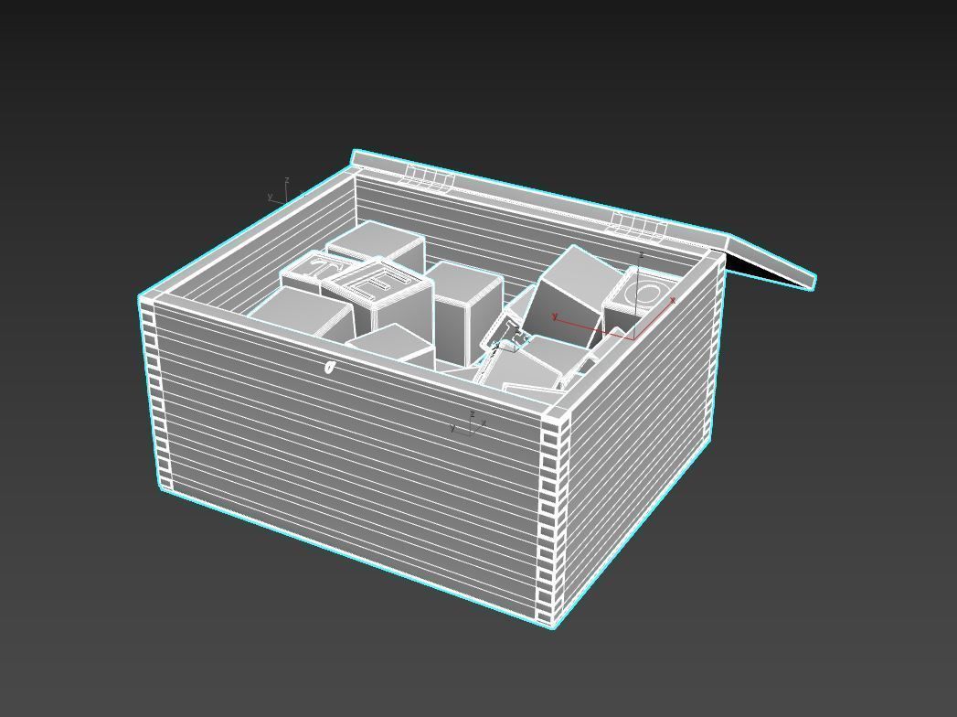 Old Wooden Kubkid Blocks And Box 3D model_13