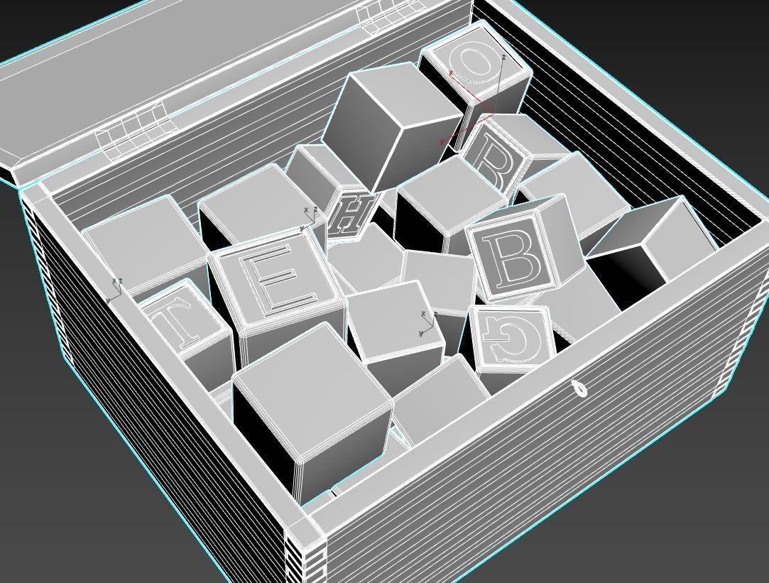 Old Wooden Kubkid Blocks And Box 3D model_15