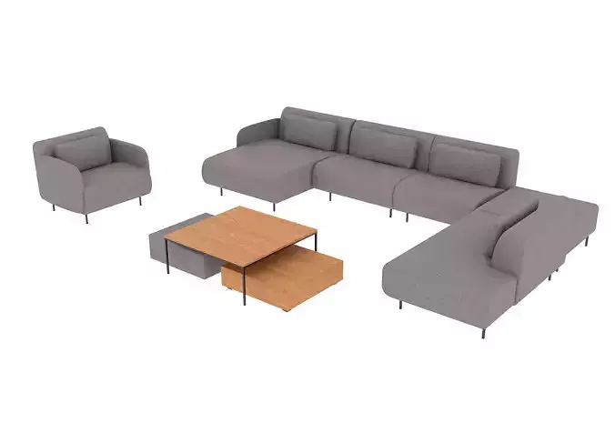 Sena Sofa Set with Side Table  3D model