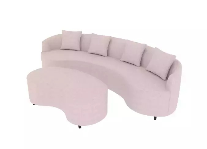 Tulum Sofa with Puff 3D model