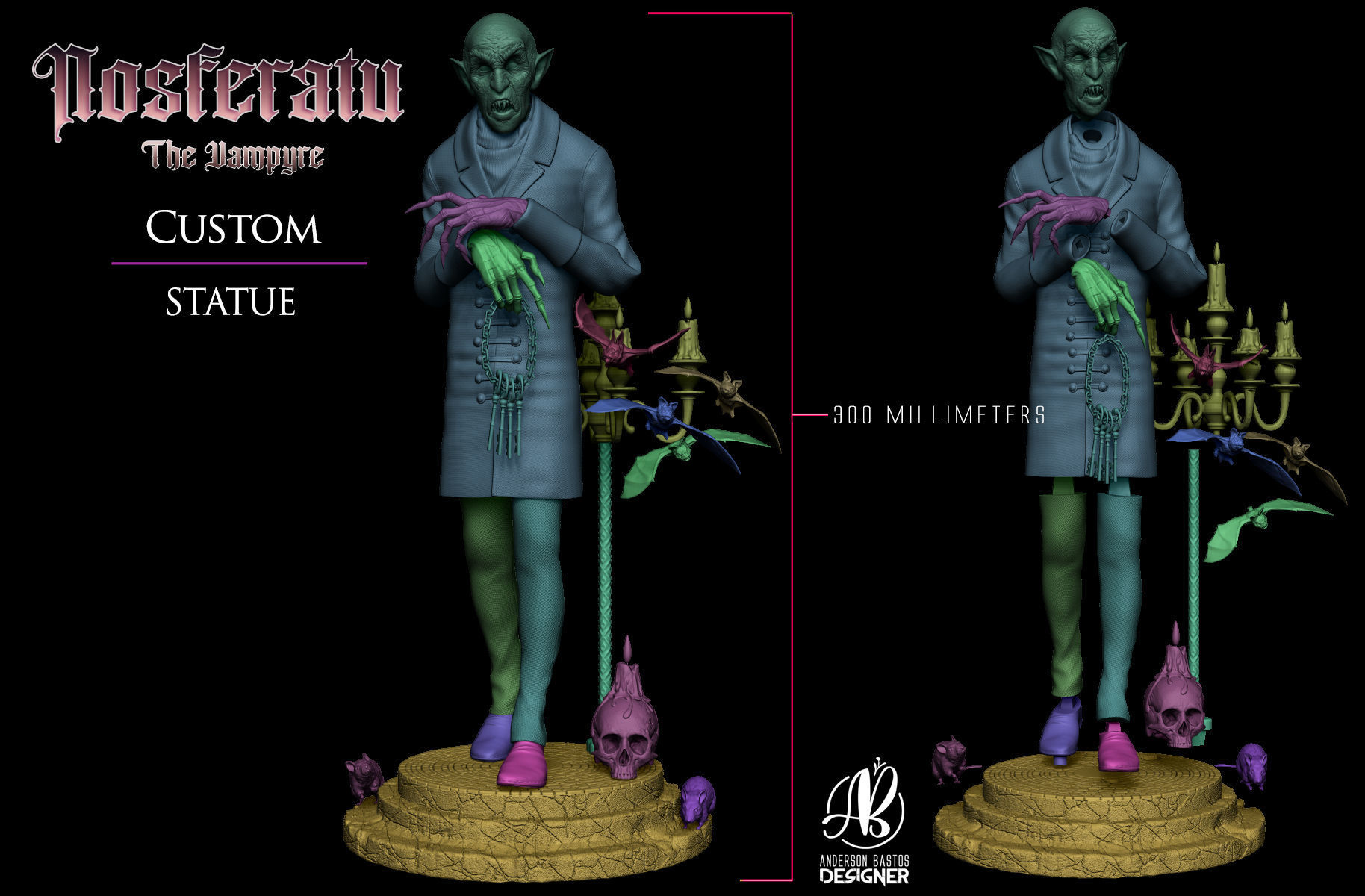 Nosferatu custom statue 3D print model_8