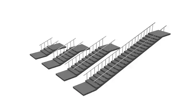 Linear Stairs with Railing Pack 3D model