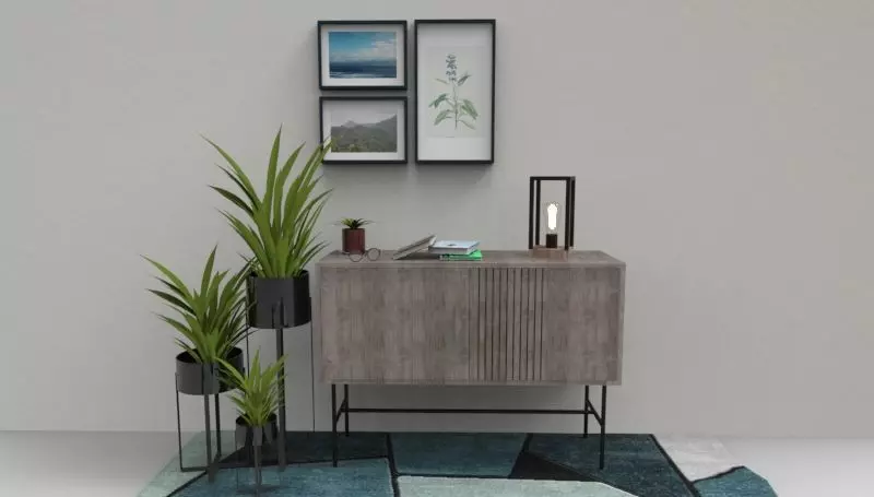 Modern Metal-Wood table lamp 3D model_0