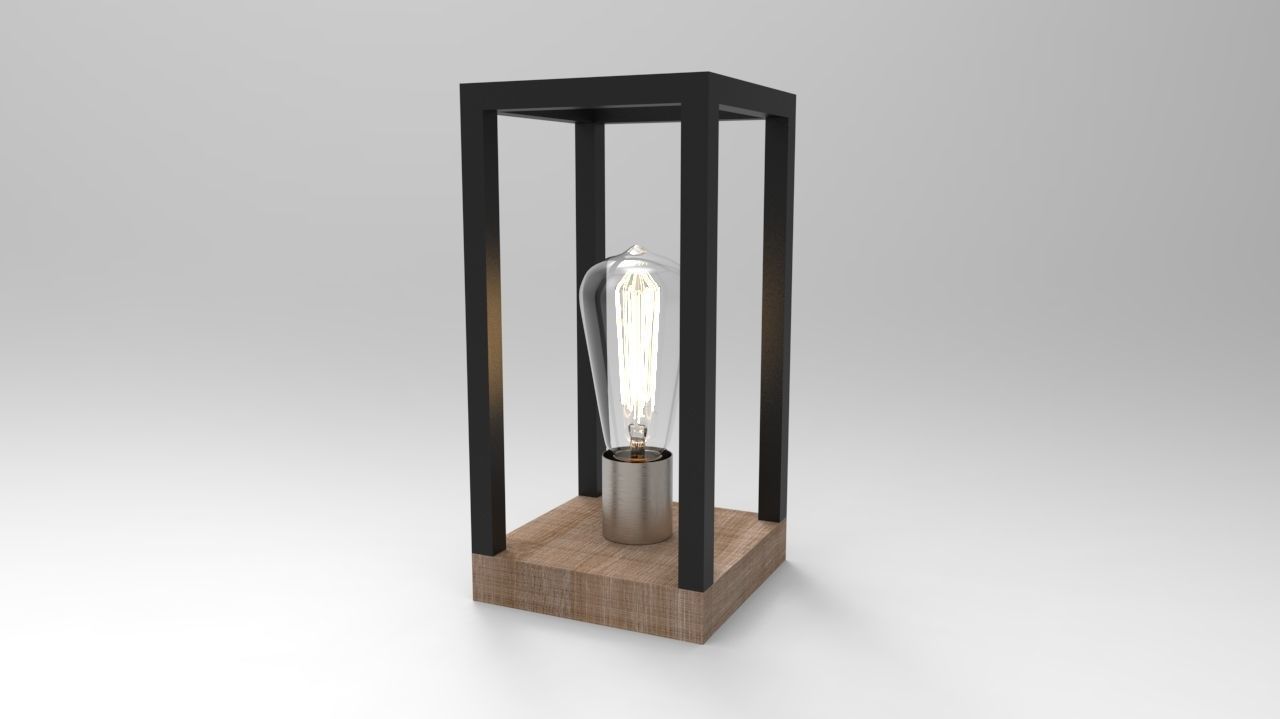 Modern Metal-Wood table lamp 3D model_1