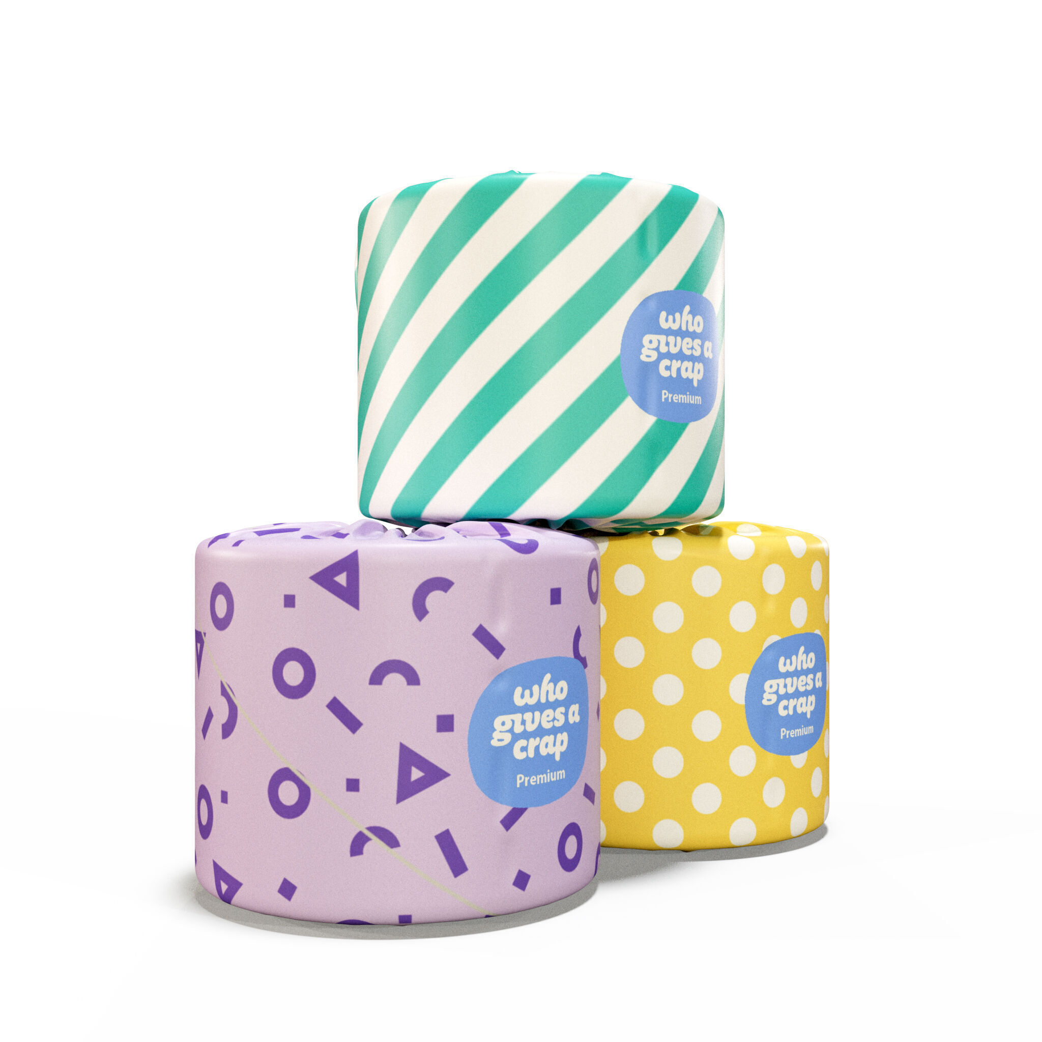 Toiled Paper roll with wrapped Label 3D model_2