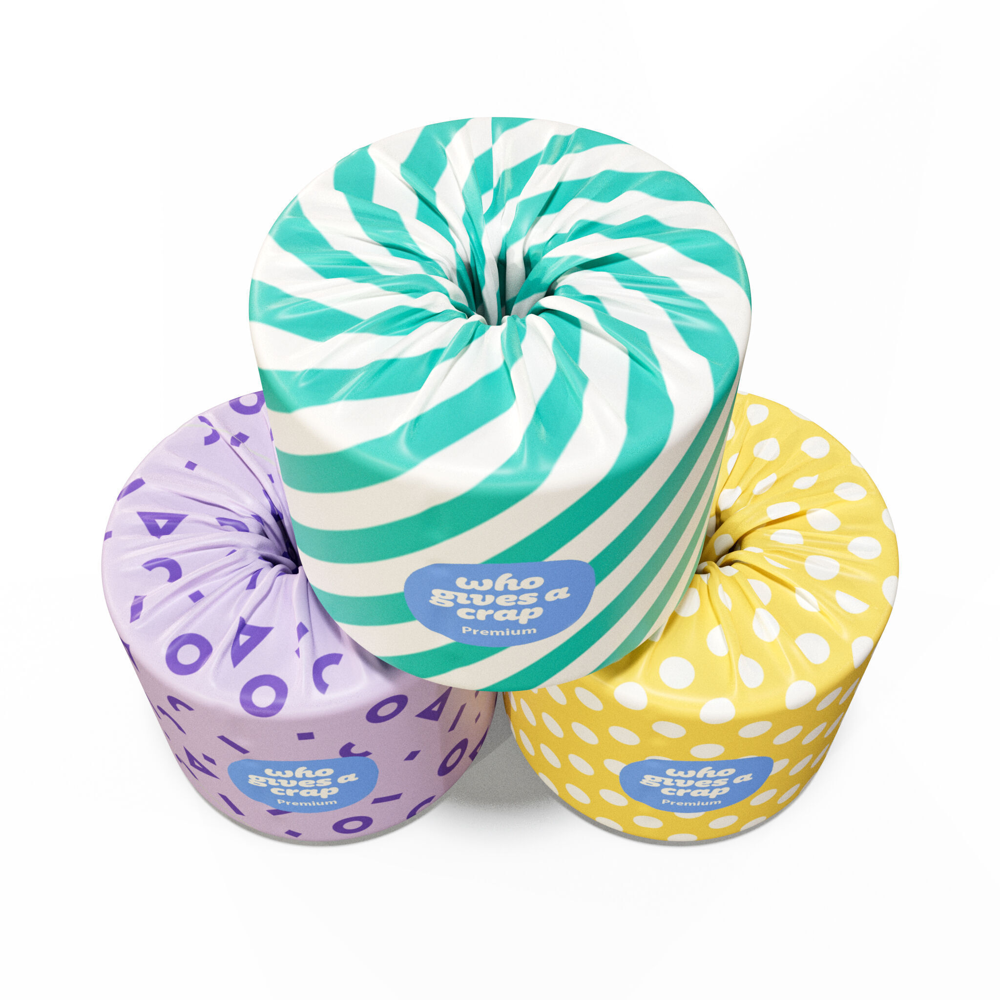 Toiled Paper roll with wrapped Label 3D model_4