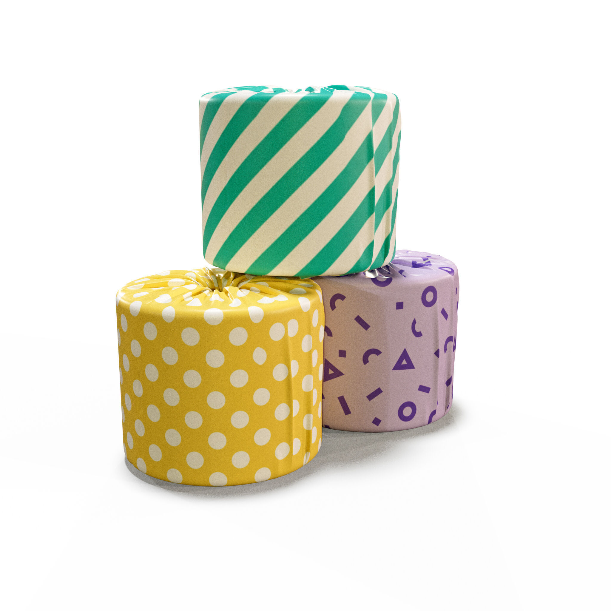 Toiled Paper roll with wrapped Label 3D model_3