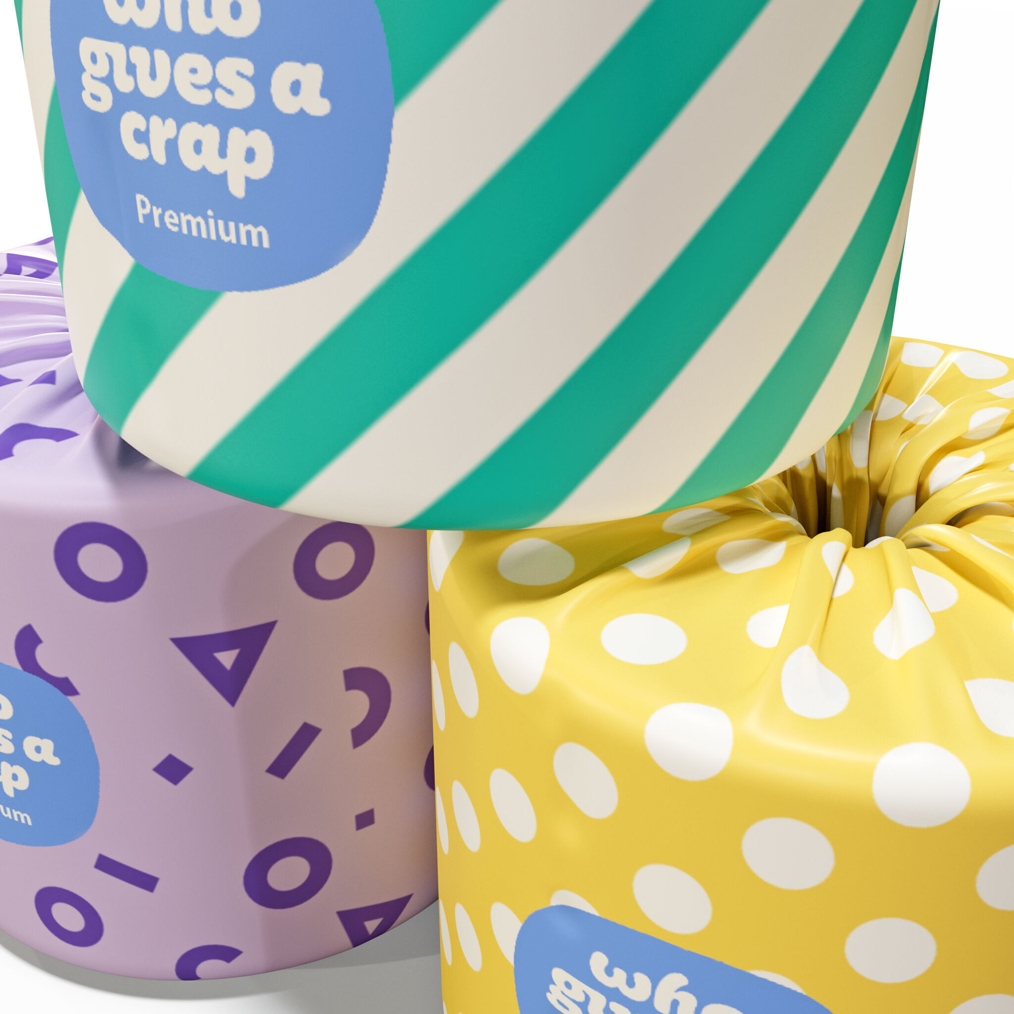 Toiled Paper roll with wrapped Label 3D model_1