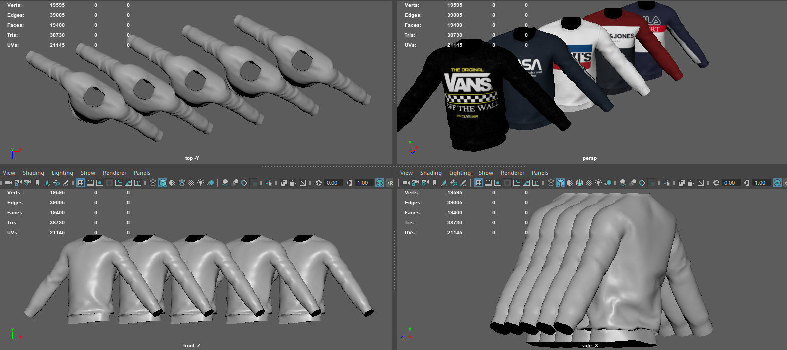 SWEATSHIRT fila sport Low-poly 3D model_13