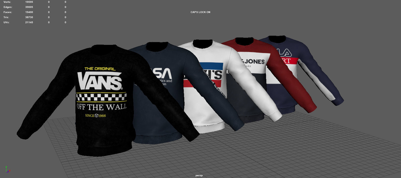 SWEATSHIRT fila sport Low-poly 3D model_7