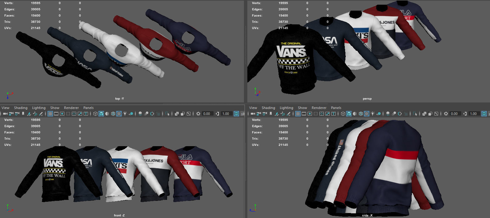SWEATSHIRT fila sport Low-poly 3D model_12