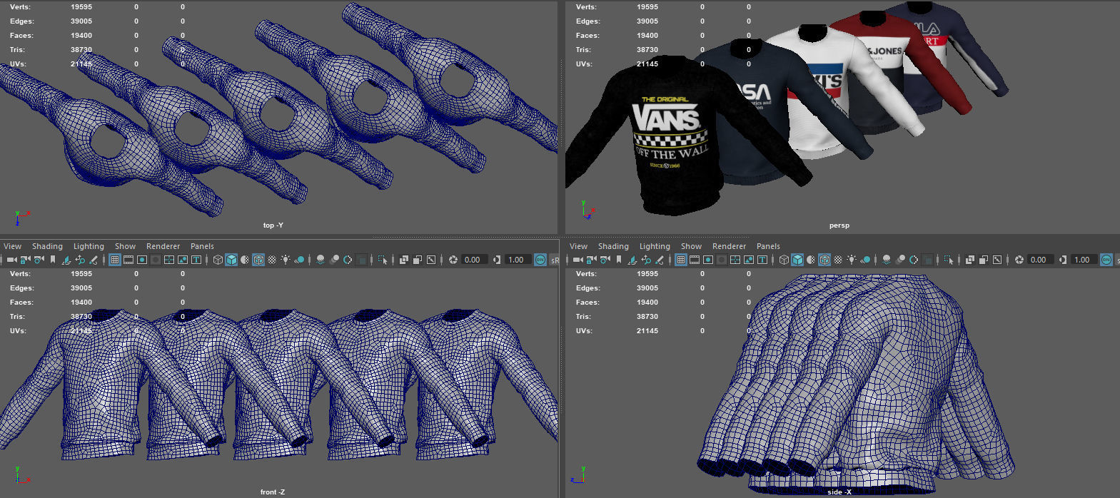 SWEATSHIRT fila sport Low-poly 3D model_14