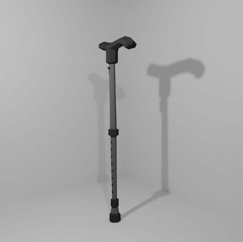 Template Walking Cane and Forearm Crutches Free low-poly 3D model_3