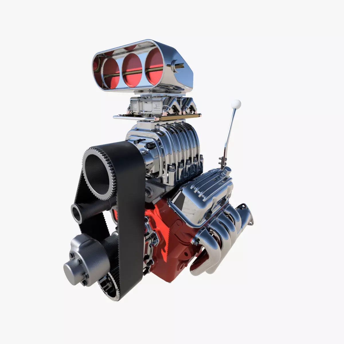 Cartoon V8 HotRod engine 3D model