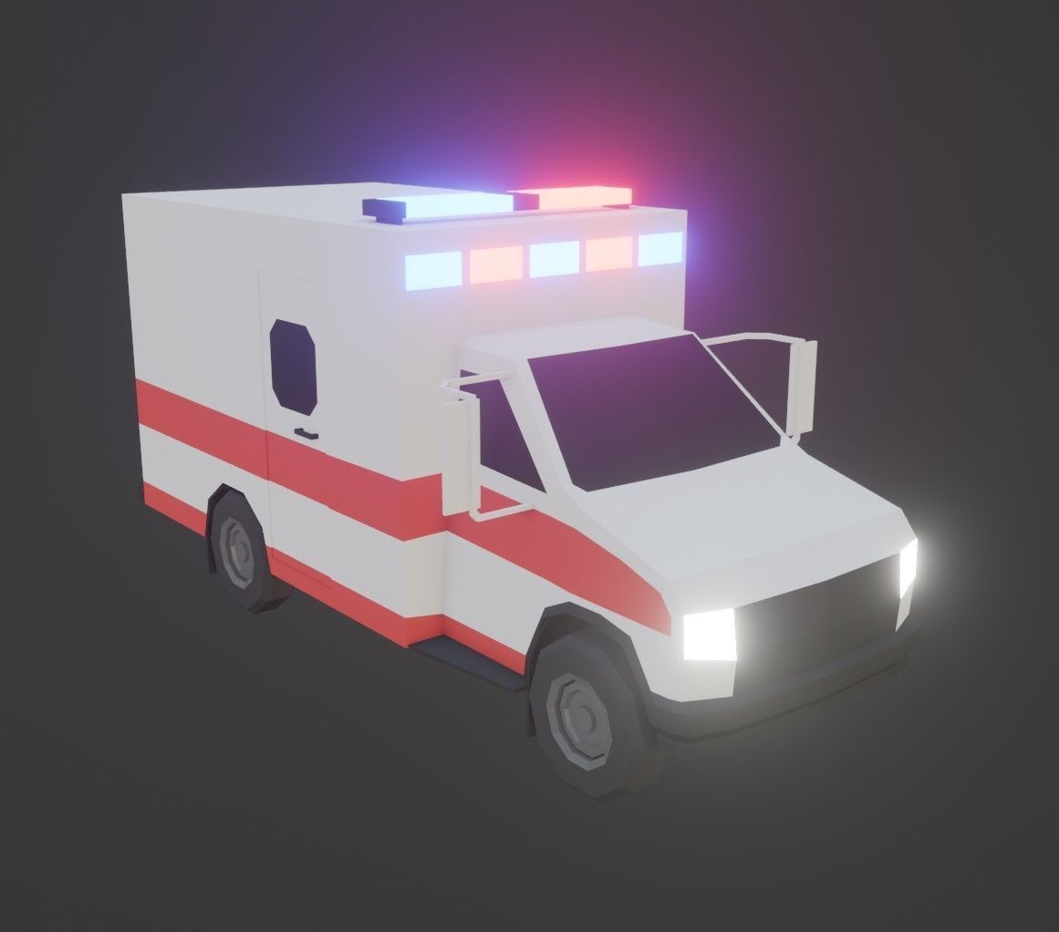 Ambulance Low Poly Low-poly 3D model_5
