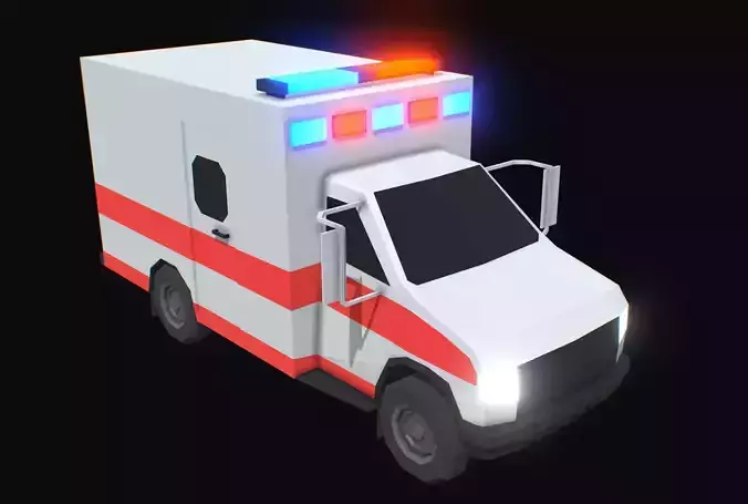 Ambulance Low Poly Low-poly 3D model