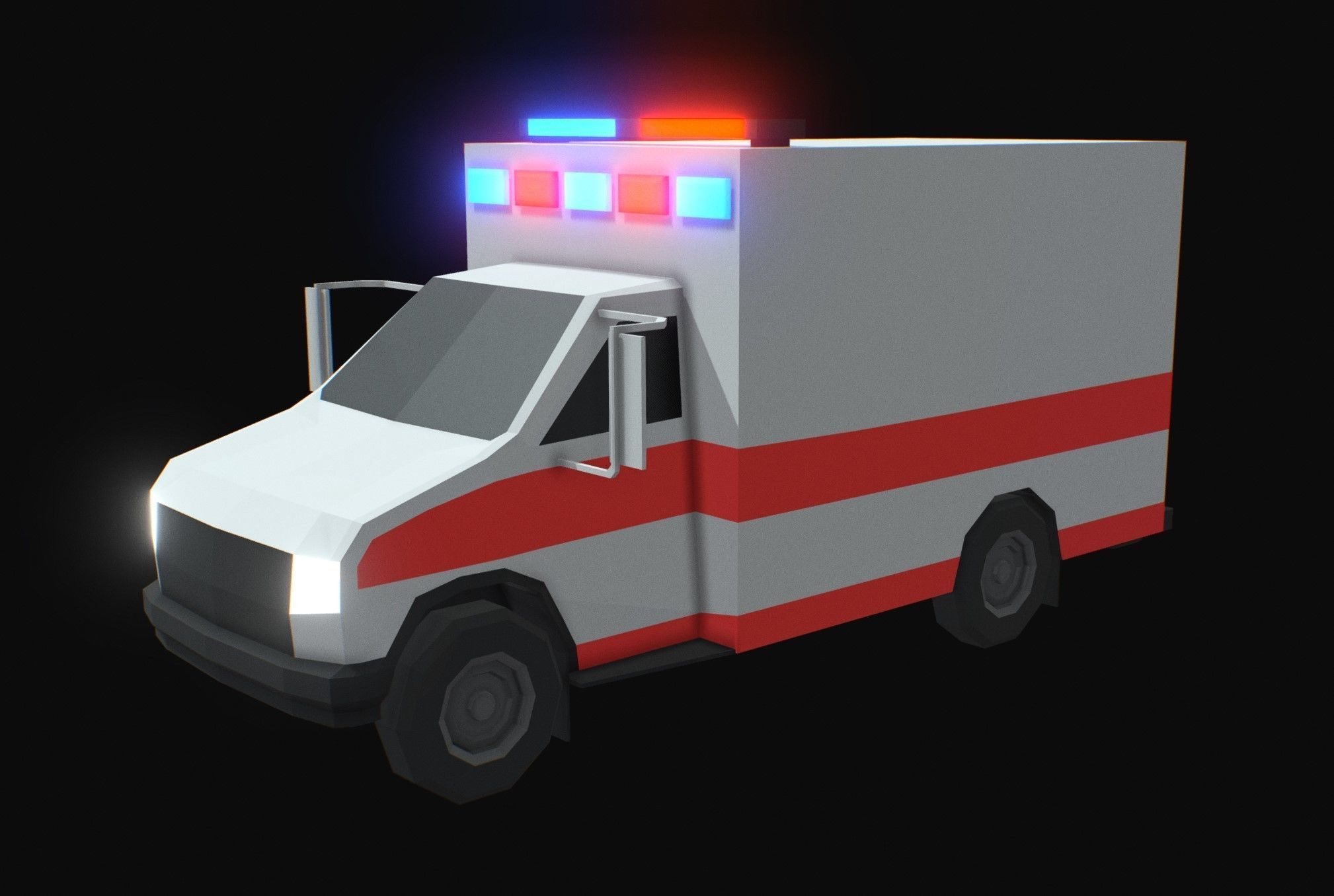 Ambulance Low Poly Low-poly 3D model_1