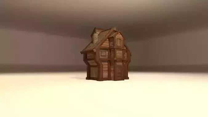 Fantasy medieval wooden house Low-poly 3D model
