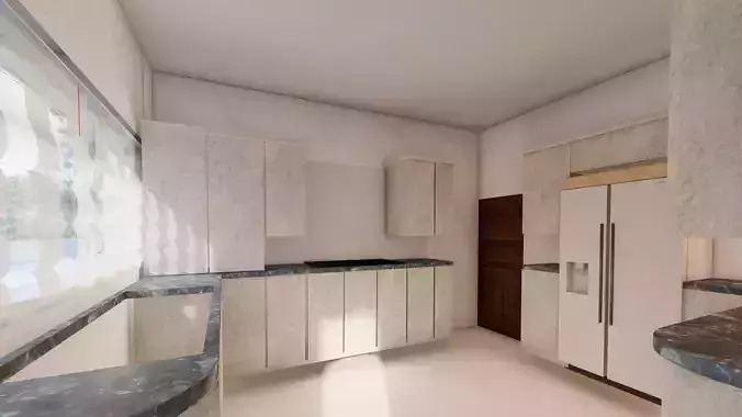 kitchen with cabinets and marble counter tops