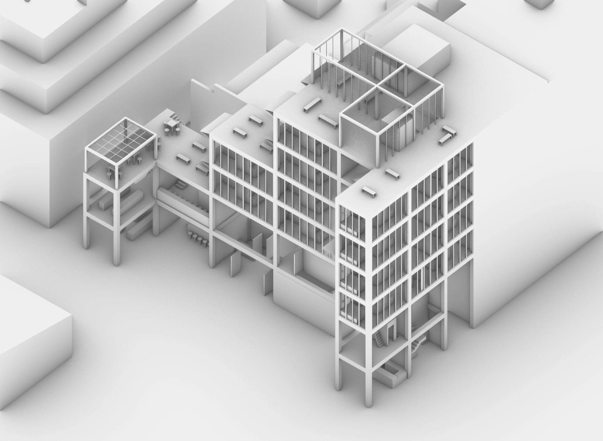 Contemporary Minimal Modernist Apartment Building 3D model_5