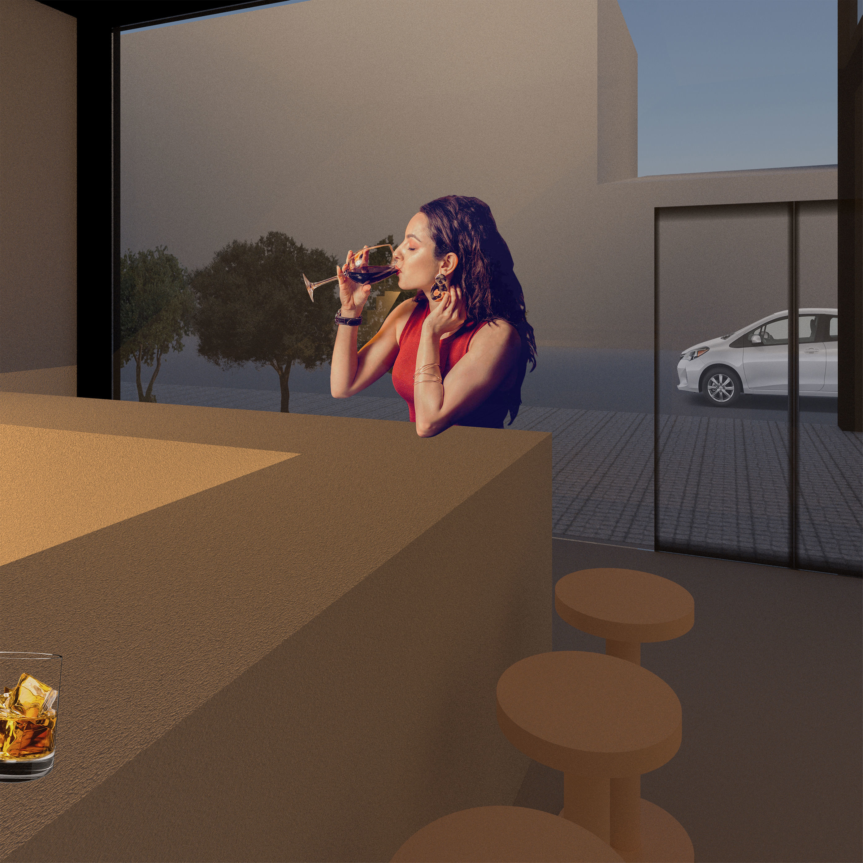 Contemporary Minimal Modernist Apartment Building 3D model_10