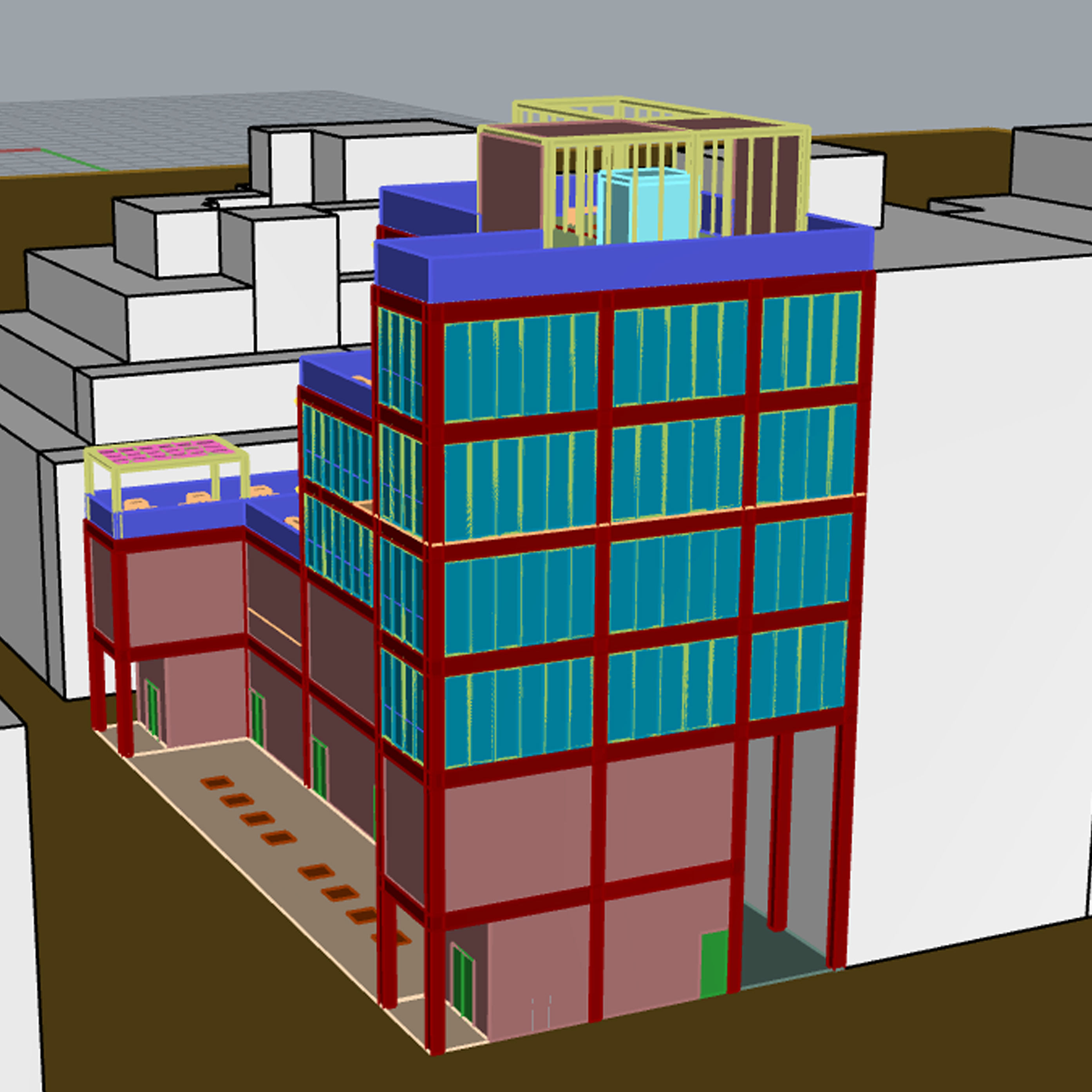 Contemporary Minimal Modernist Apartment Building 3D model_8