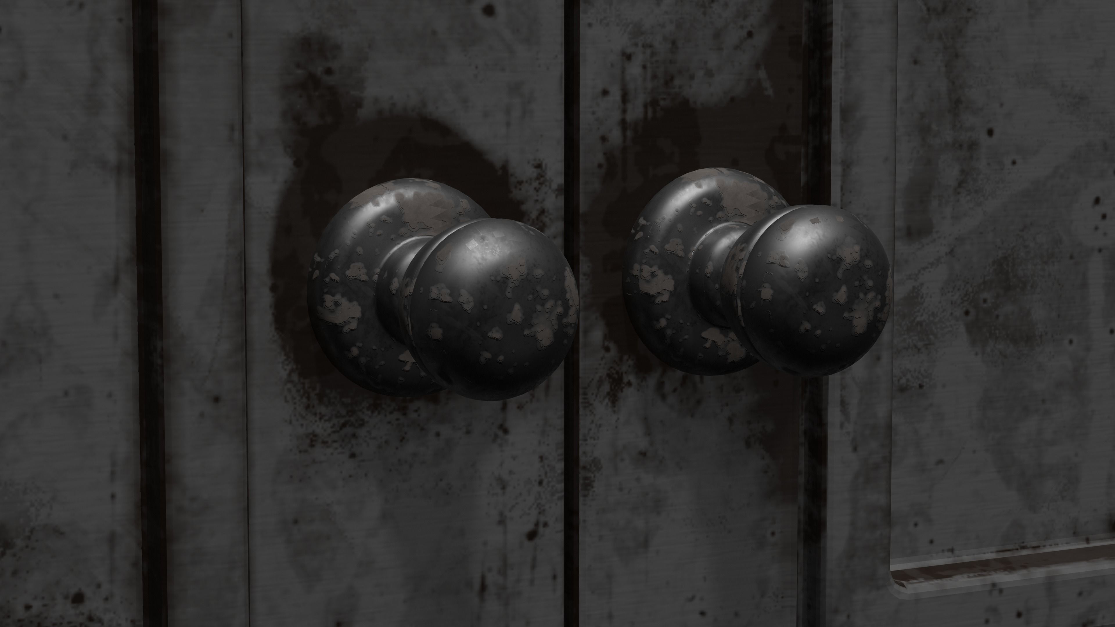 Damaged Wood Door 3D model_1
