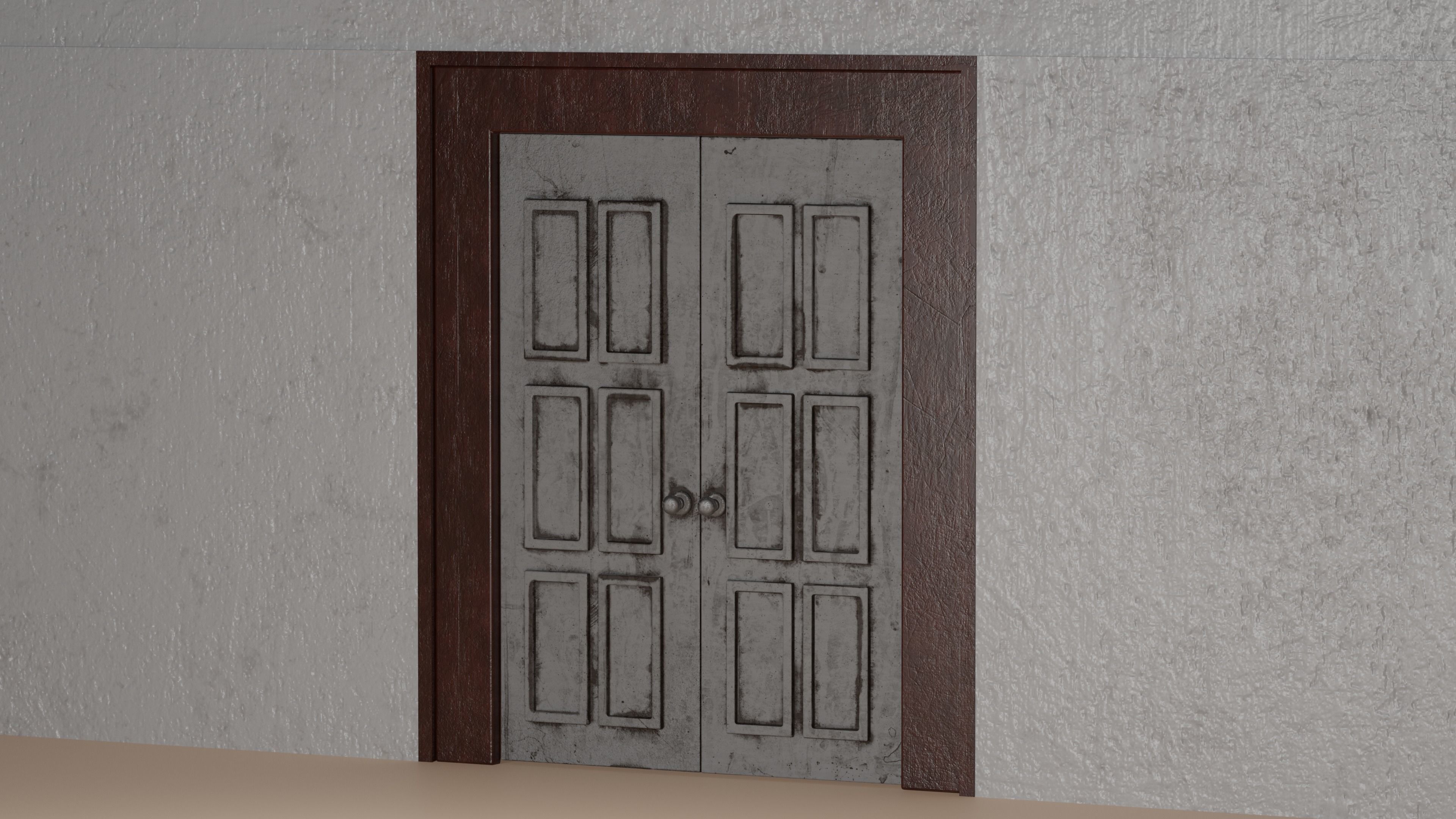 Damaged Wood Door 3D model_3