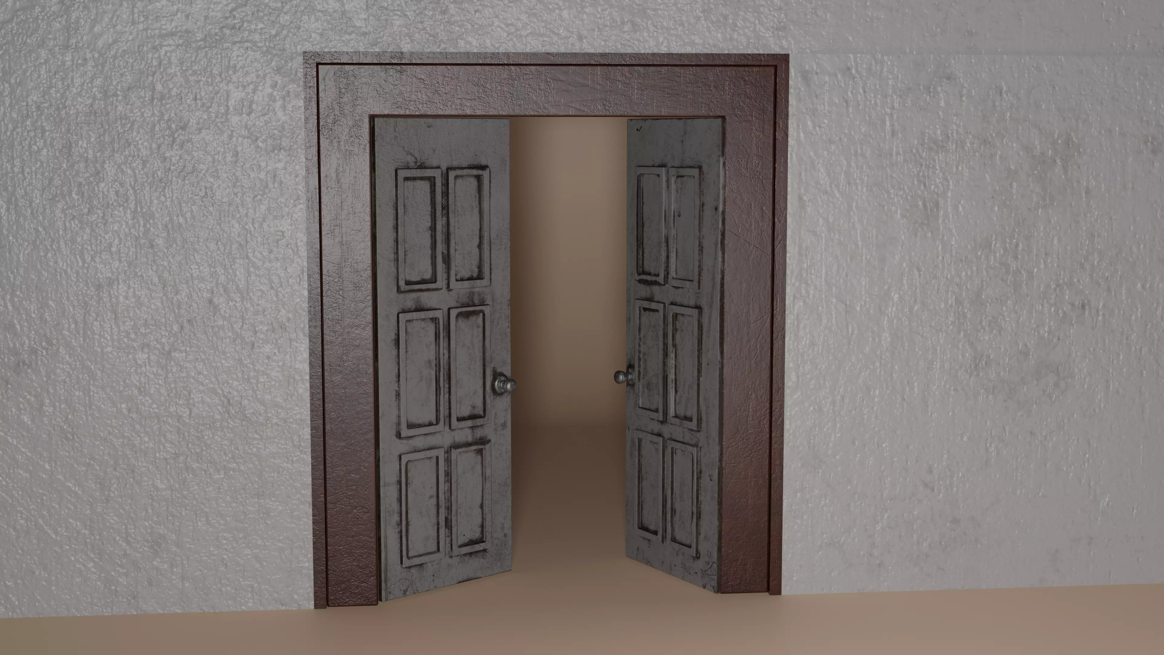 Damaged Wood Door 3D model_0