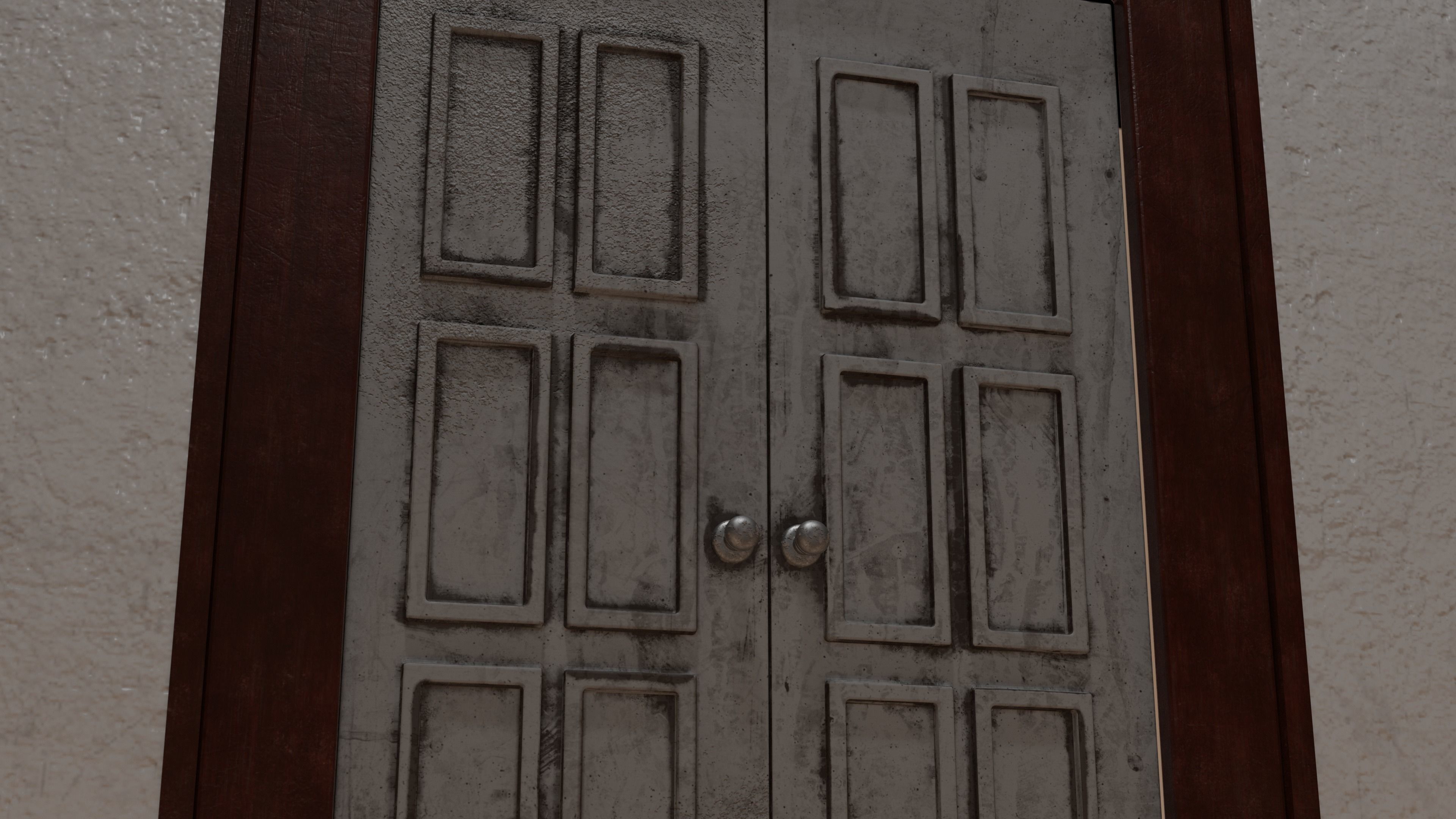 Damaged Wood Door 3D model_4