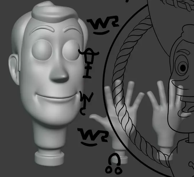 collection series Sheriff Pride doll parts head and hands 3D print model