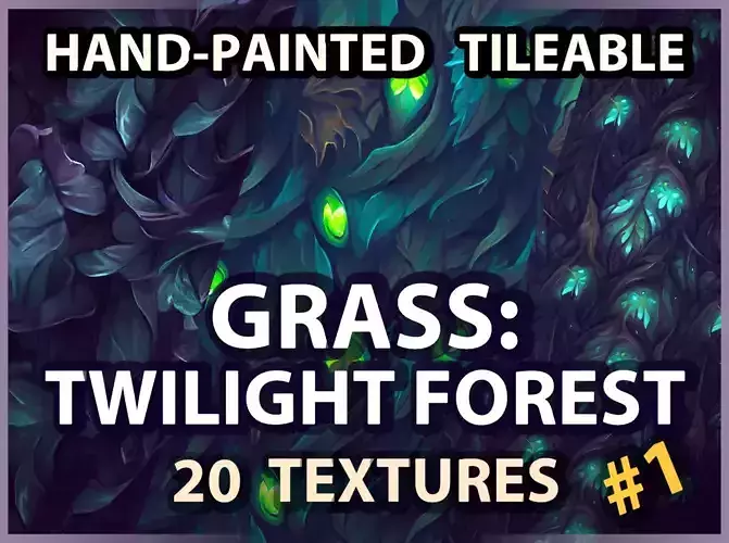 Grass Twilight Forest Floor -20 TEXTURES- Handpainted--PACK 1---