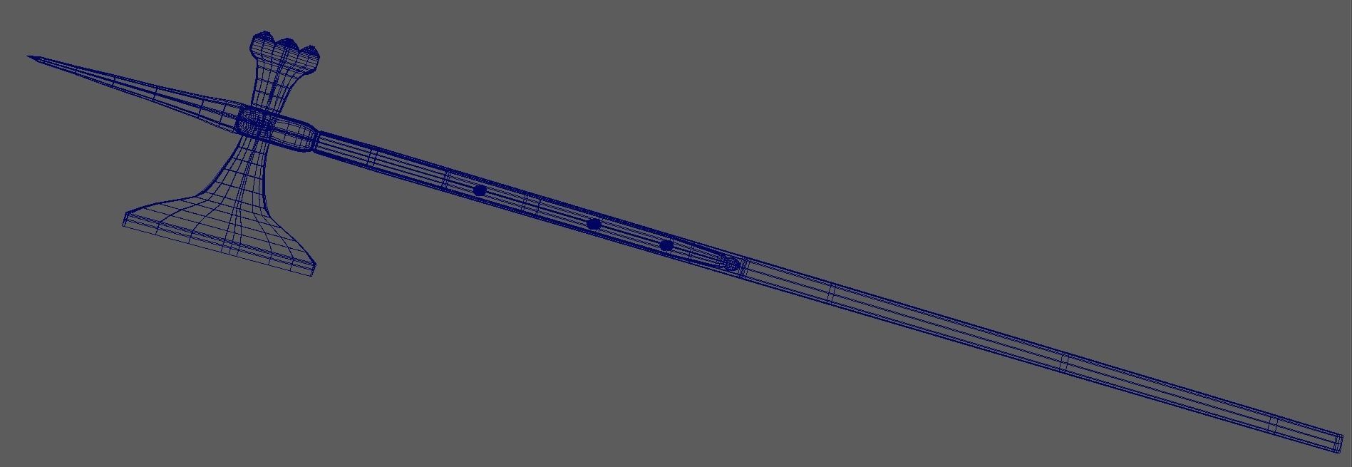 Poleaxe weapon Two-handed PBR Low-poly Game ready Low-poly 3D model_7