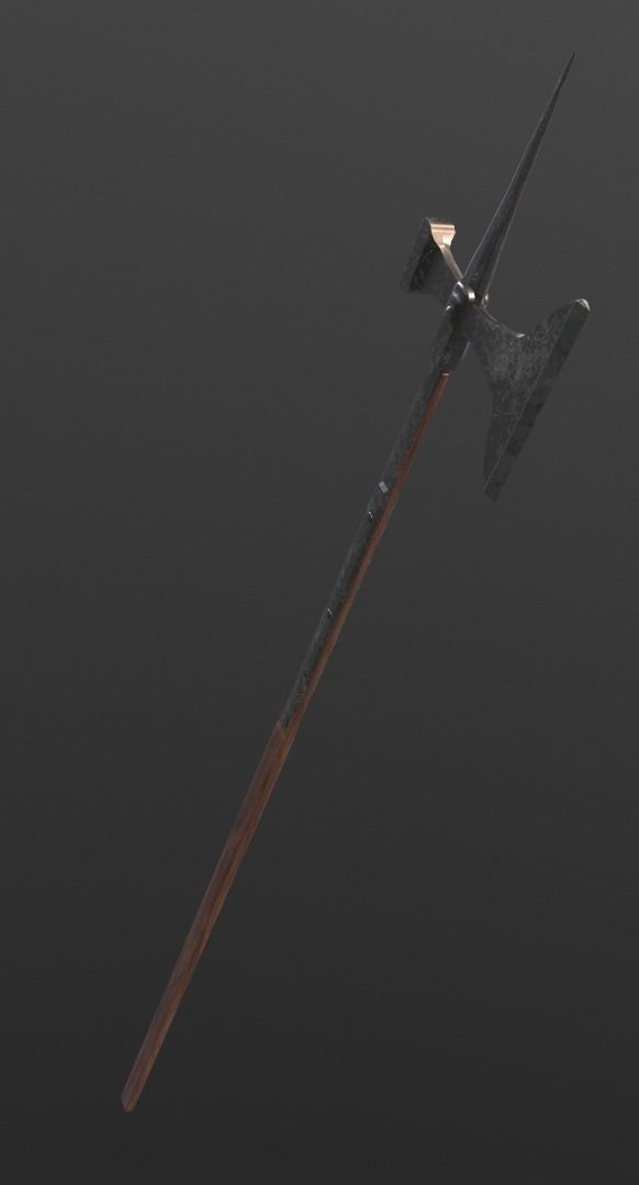 Poleaxe weapon Two-handed PBR Low-poly Game ready Low-poly 3D model_2