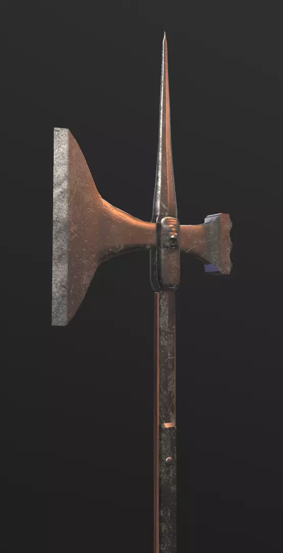 Poleaxe weapon Two-handed PBR Low-poly Game ready Low-poly 3D model_0