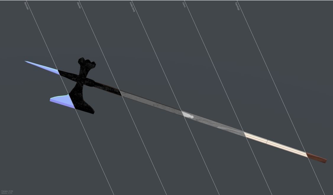 Poleaxe weapon Two-handed PBR Low-poly Game ready Low-poly 3D model_6