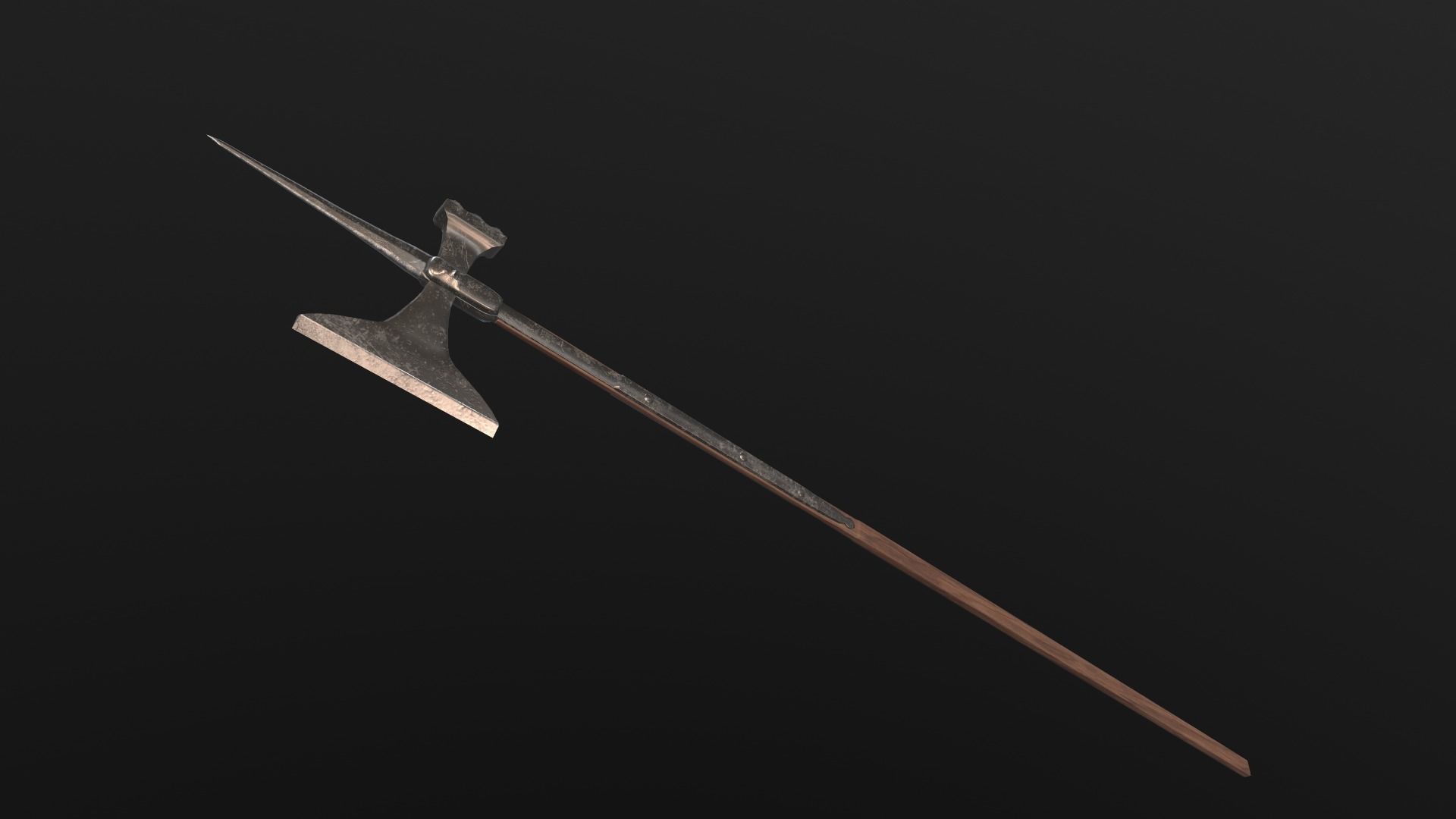 Poleaxe weapon Two-handed PBR Low-poly Game ready Low-poly 3D model_3