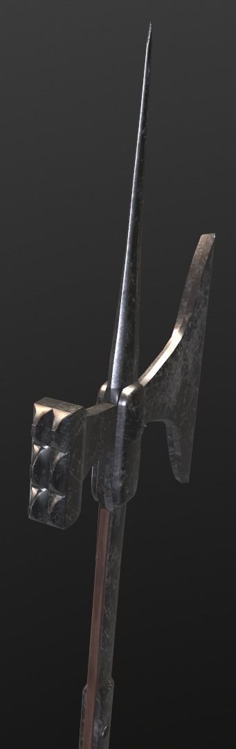Poleaxe weapon Two-handed PBR Low-poly Game ready Low-poly 3D model_5