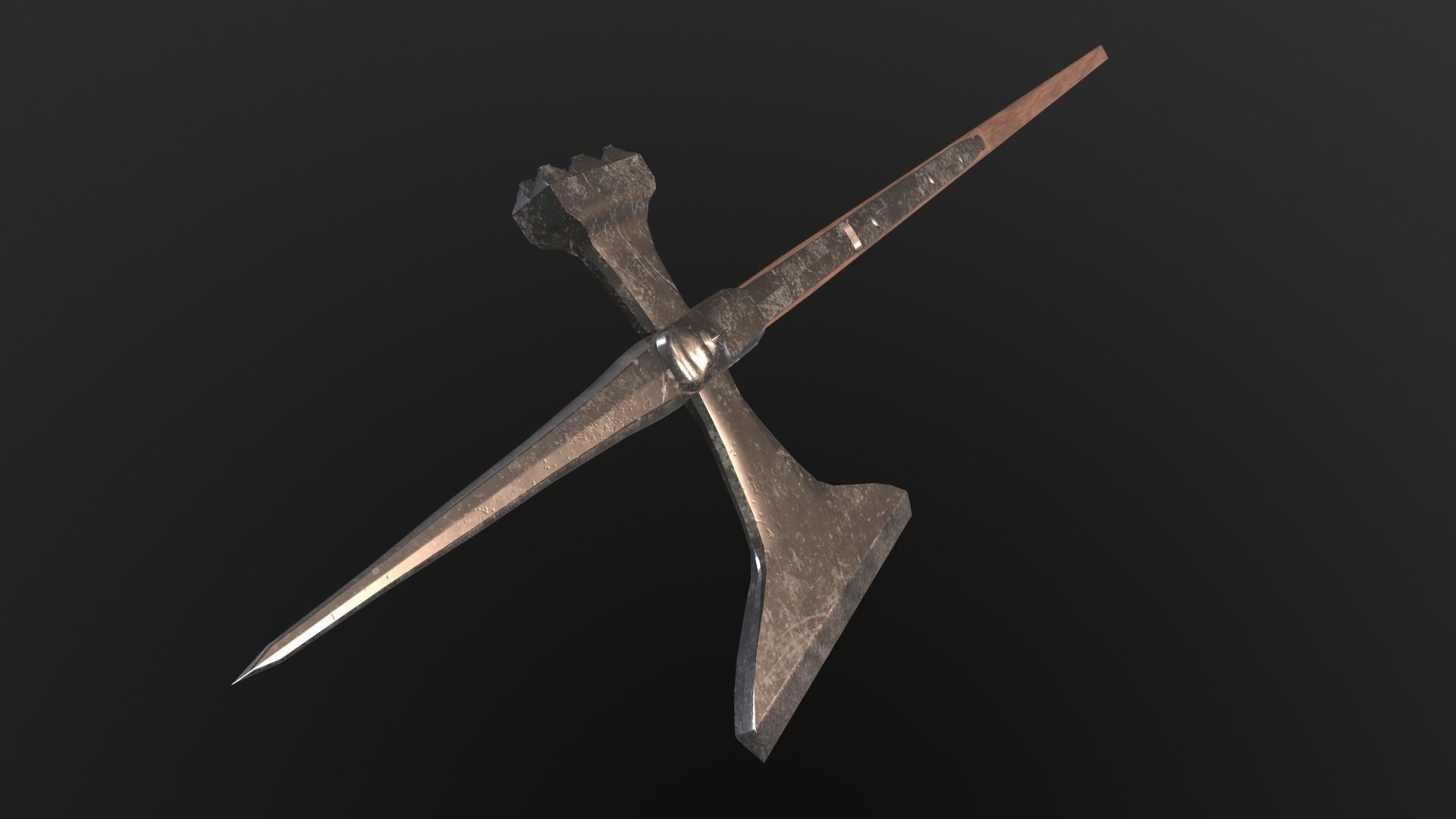 Poleaxe weapon Two-handed PBR Low-poly Game ready Low-poly 3D model_4