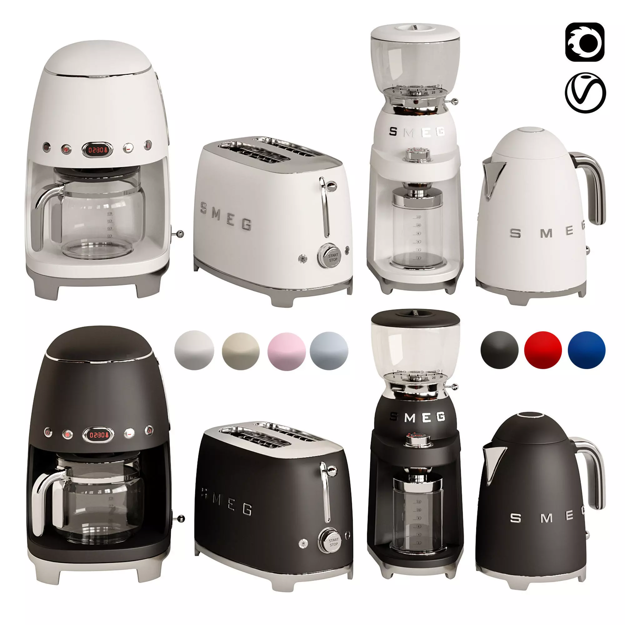smeg coffee set 2 3D model