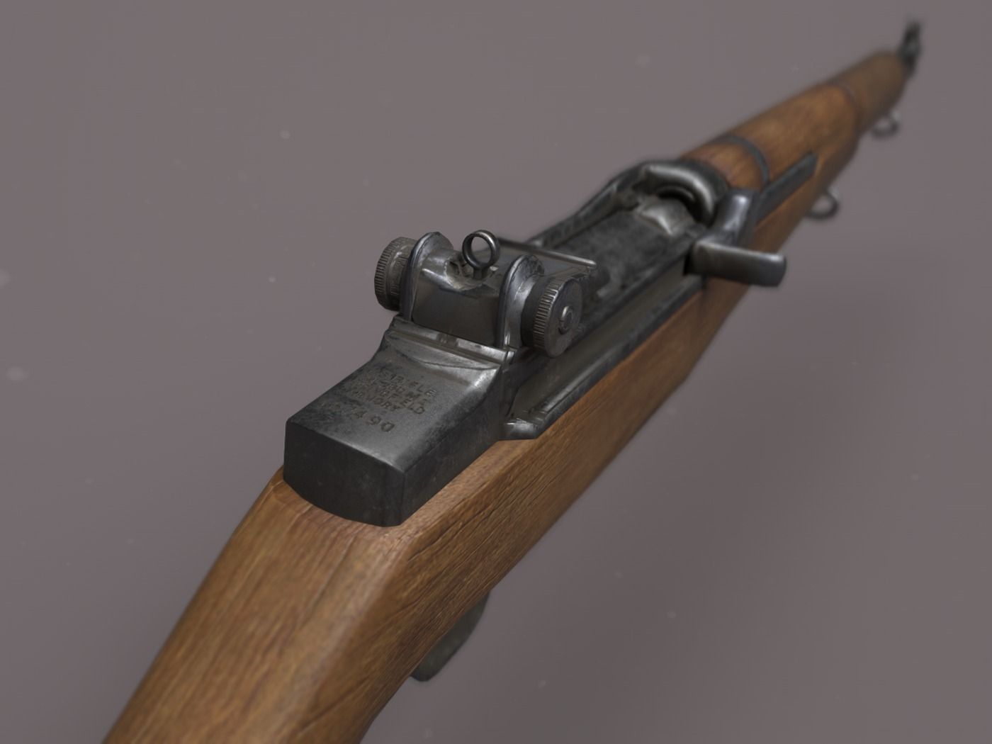 World War II - M1 Garand - PBR and Game Ready Low-poly 3D model_6