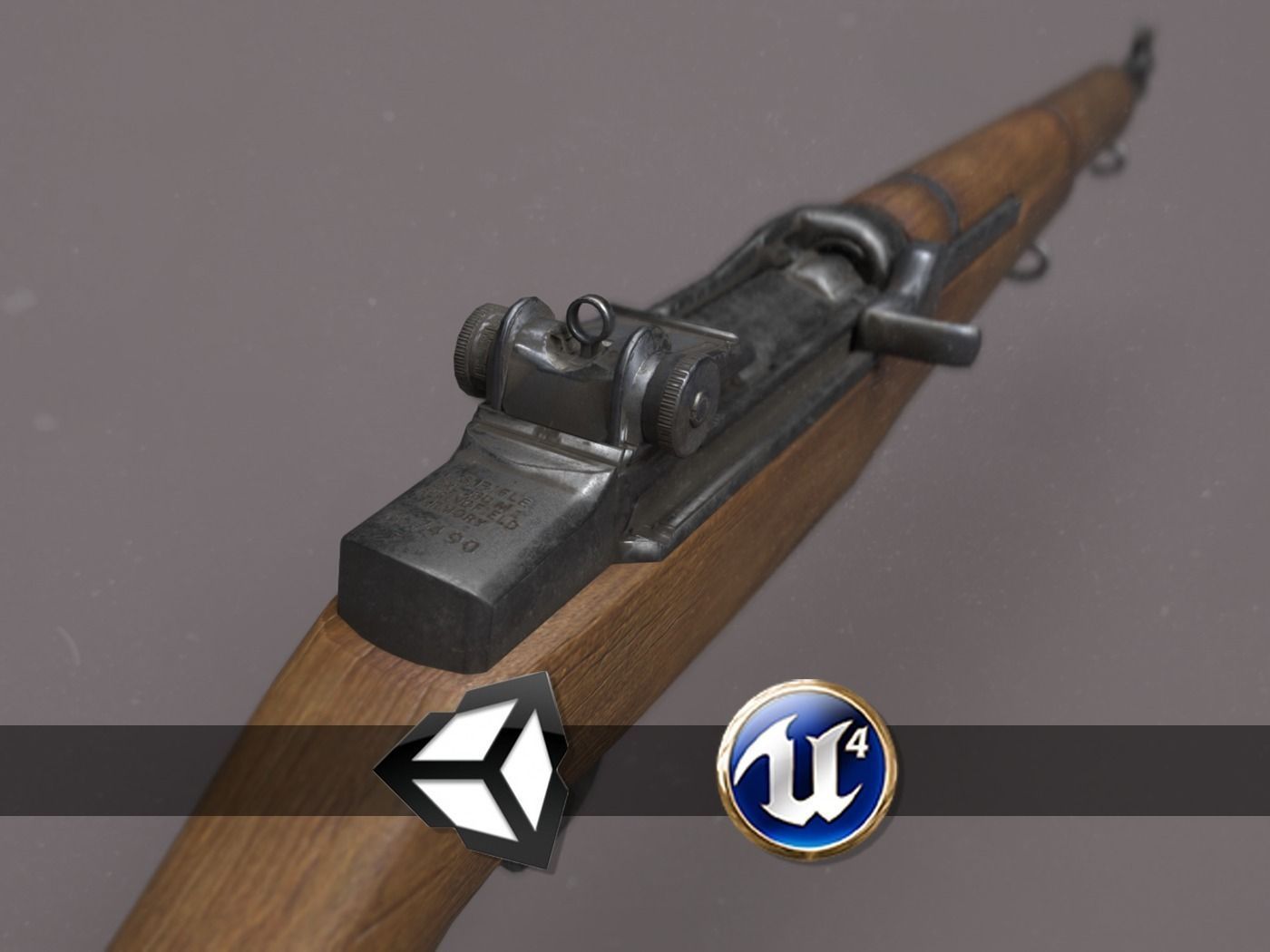 World War II - M1 Garand - PBR and Game Ready Low-poly 3D model_0