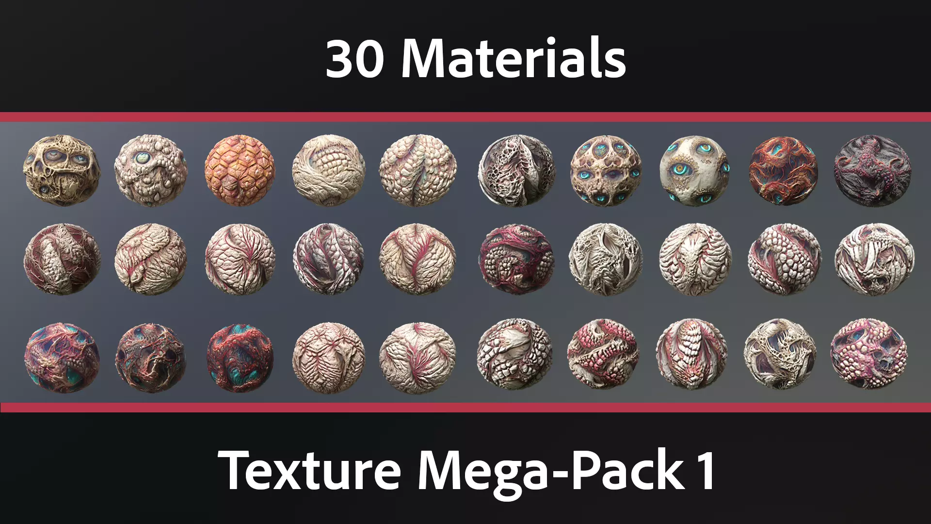30 Materials Skin Monster Seamless PBR Mega Pack 1 Texture_0
