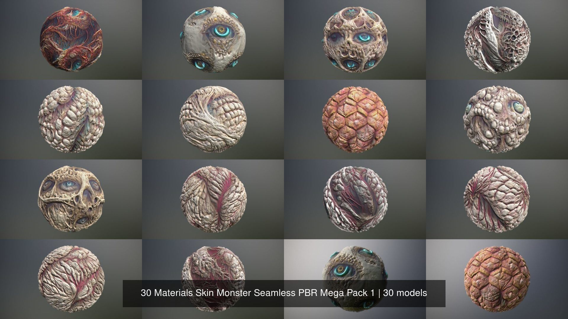 30 Materials Skin Monster Seamless PBR Mega Pack 1 Texture_2