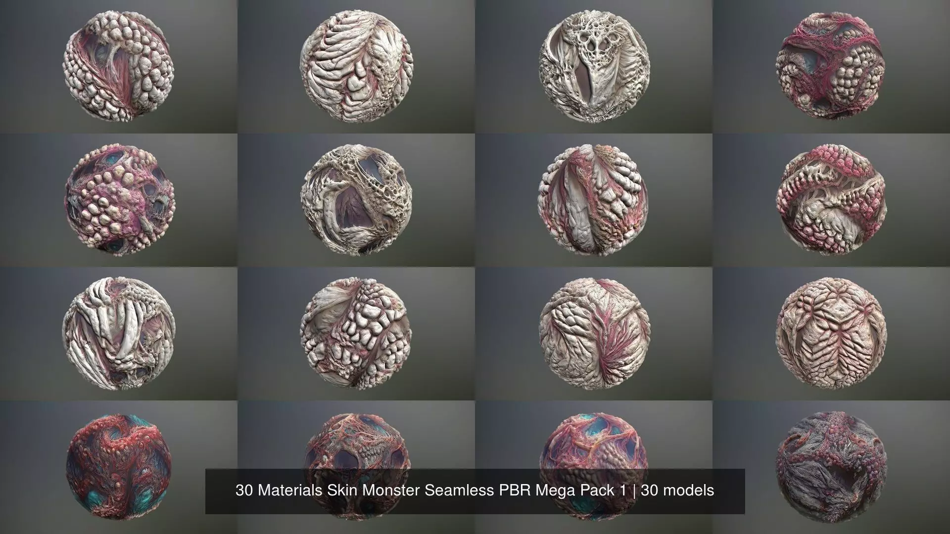 30 Materials Skin Monster Seamless PBR Mega Pack 1 Texture_1